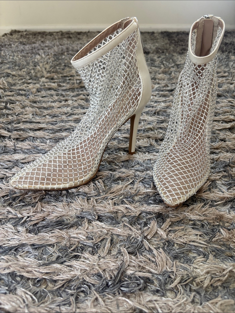 Charles by Charles David Afterhours Rhinestone Mesh Bootie White Cream 6M